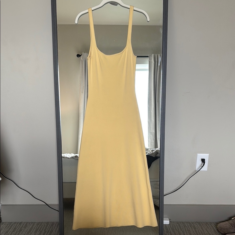STAUD Yellow Ribbed Maxi Sundress